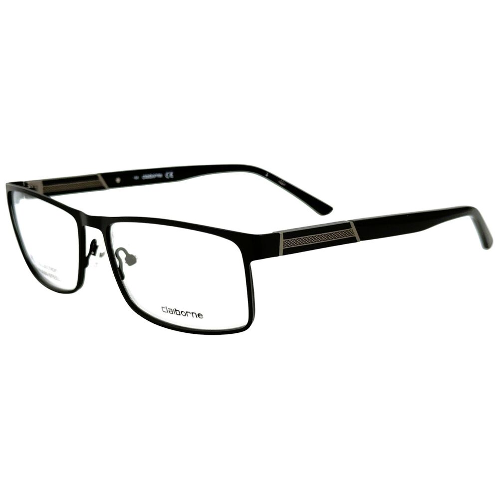 Claiborne CB237XL Mens Metal Eyeglass Frame 0807 Black 59-16 w Case